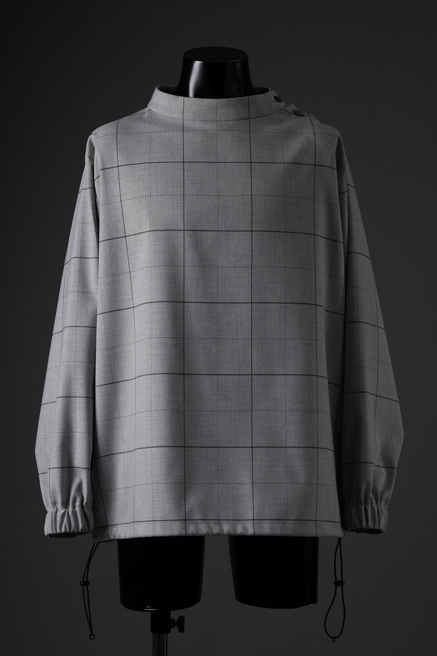 N/07 exclusive MOCK NECK PULLOVER / WINDOWPANE CHECK TR TWILL (GREY)