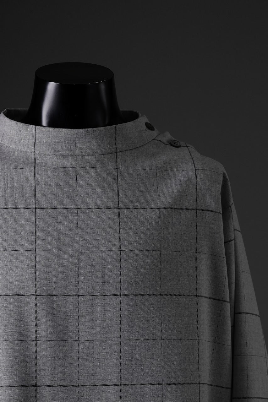 N/07 exclusive MOCK NECK PULLOVER / WINDOWPANE CHECK TR TWILL (GREY)