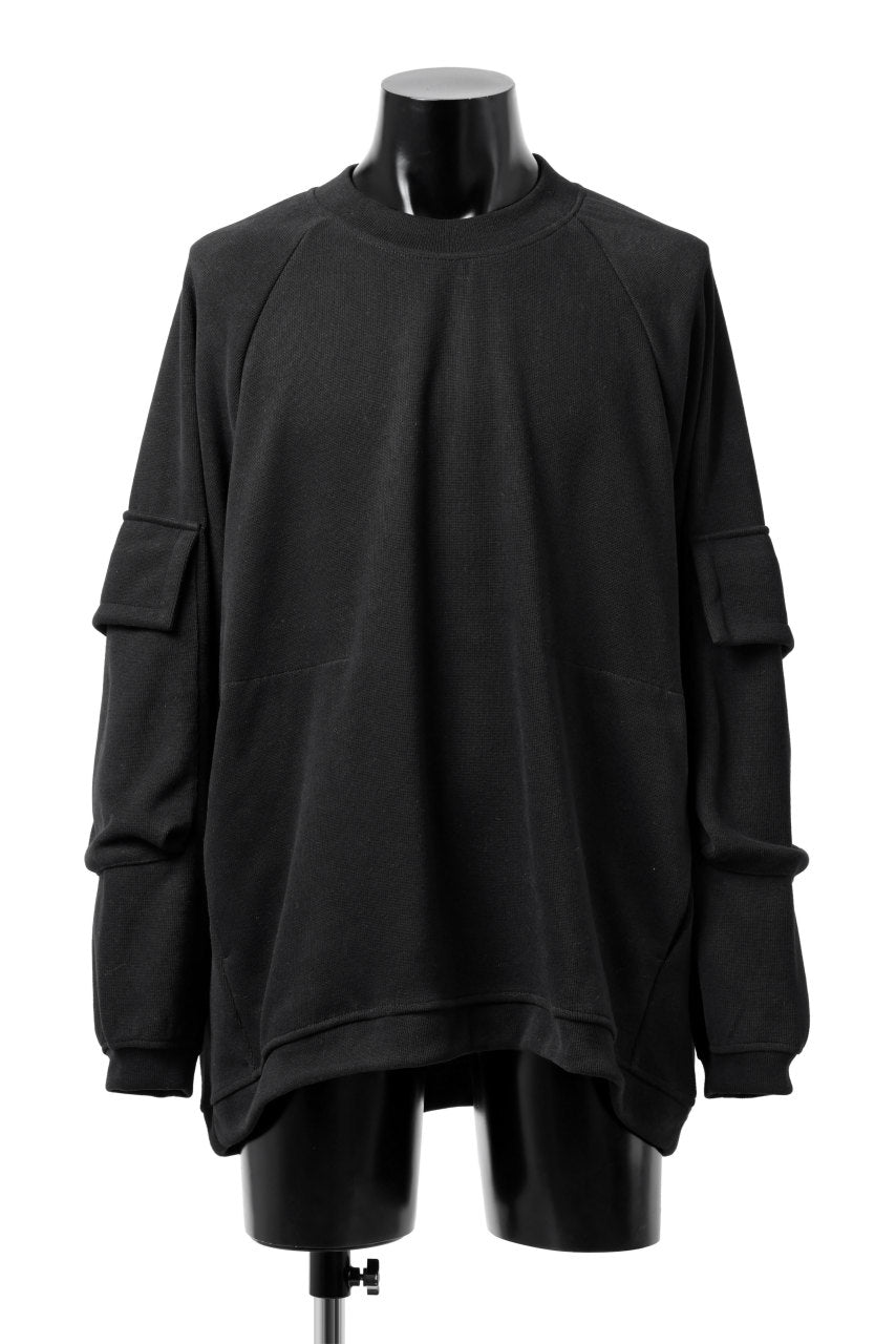 A.F ARTEFACT FLAP POCKET RAGLAN TOP / COPE KNIT JERSEY (BLACK)