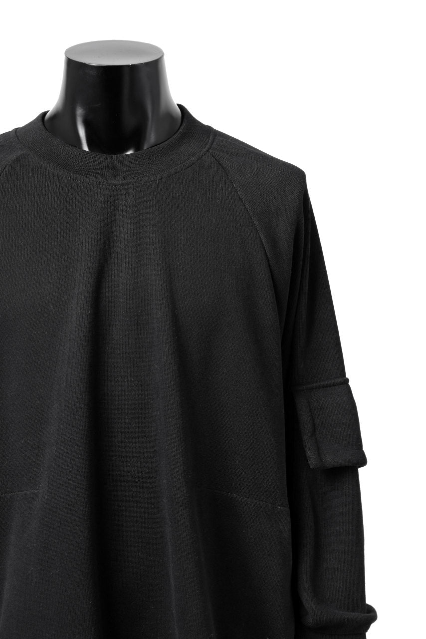 A.F ARTEFACT FLAP POCKET RAGLAN TOP / COPE KNIT JERSEY (BLACK)