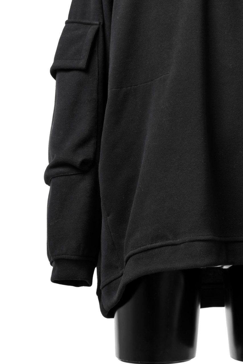 A.F ARTEFACT FLAP POCKET RAGLAN TOP / COPE KNIT JERSEY (BLACK)