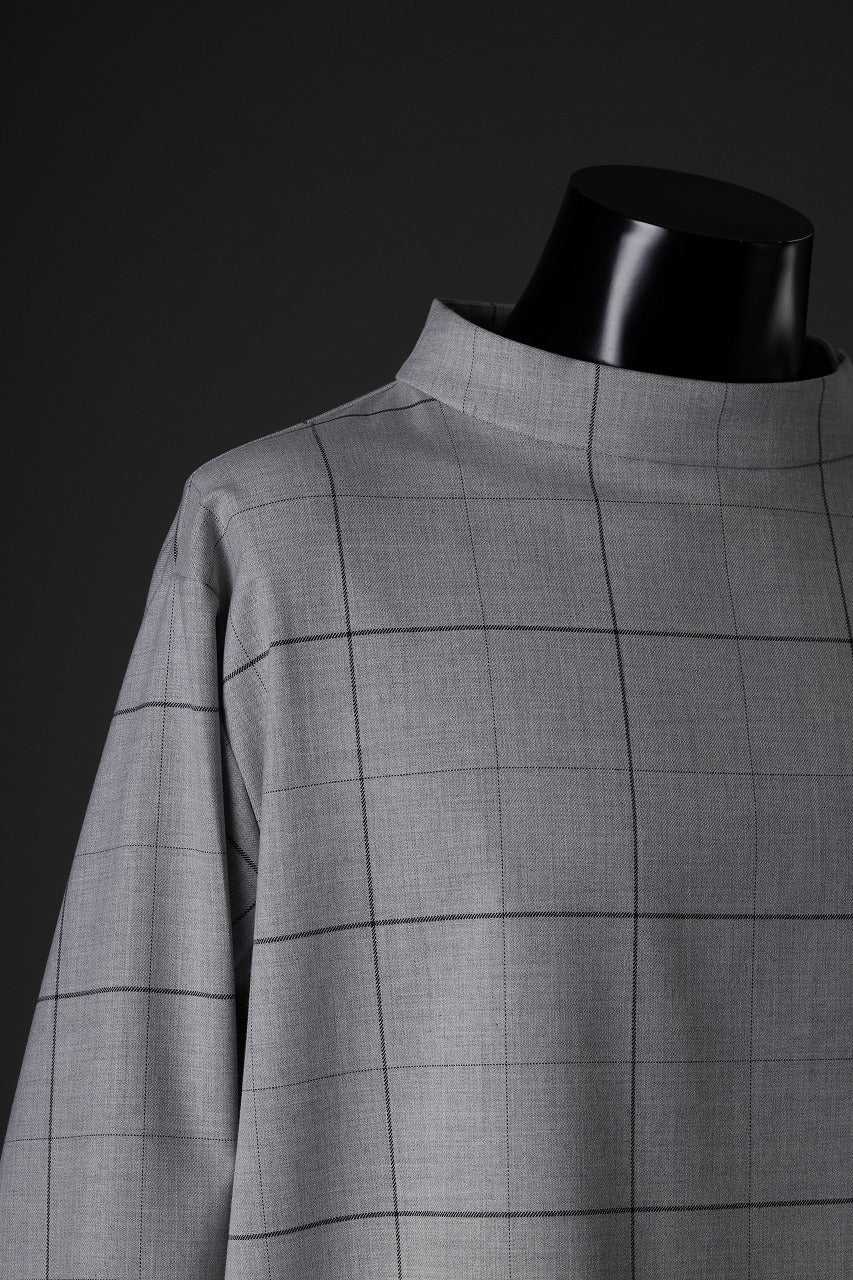 N/07 exclusive MOCK NECK PULLOVER / WINDOWPANE CHECK TR TWILL (GREY)