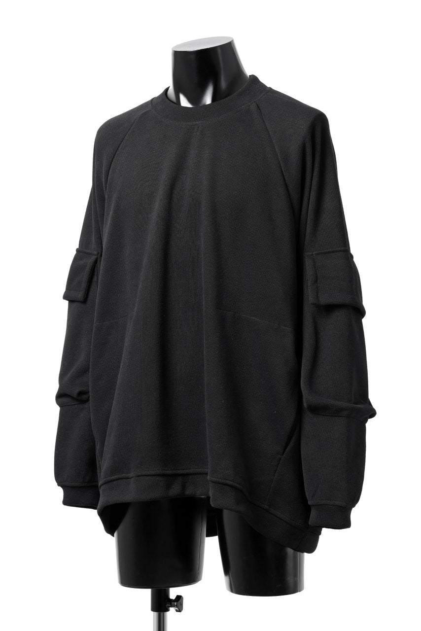 A.F ARTEFACT FLAP POCKET RAGLAN TOP / COPE KNIT JERSEY (BLACK)