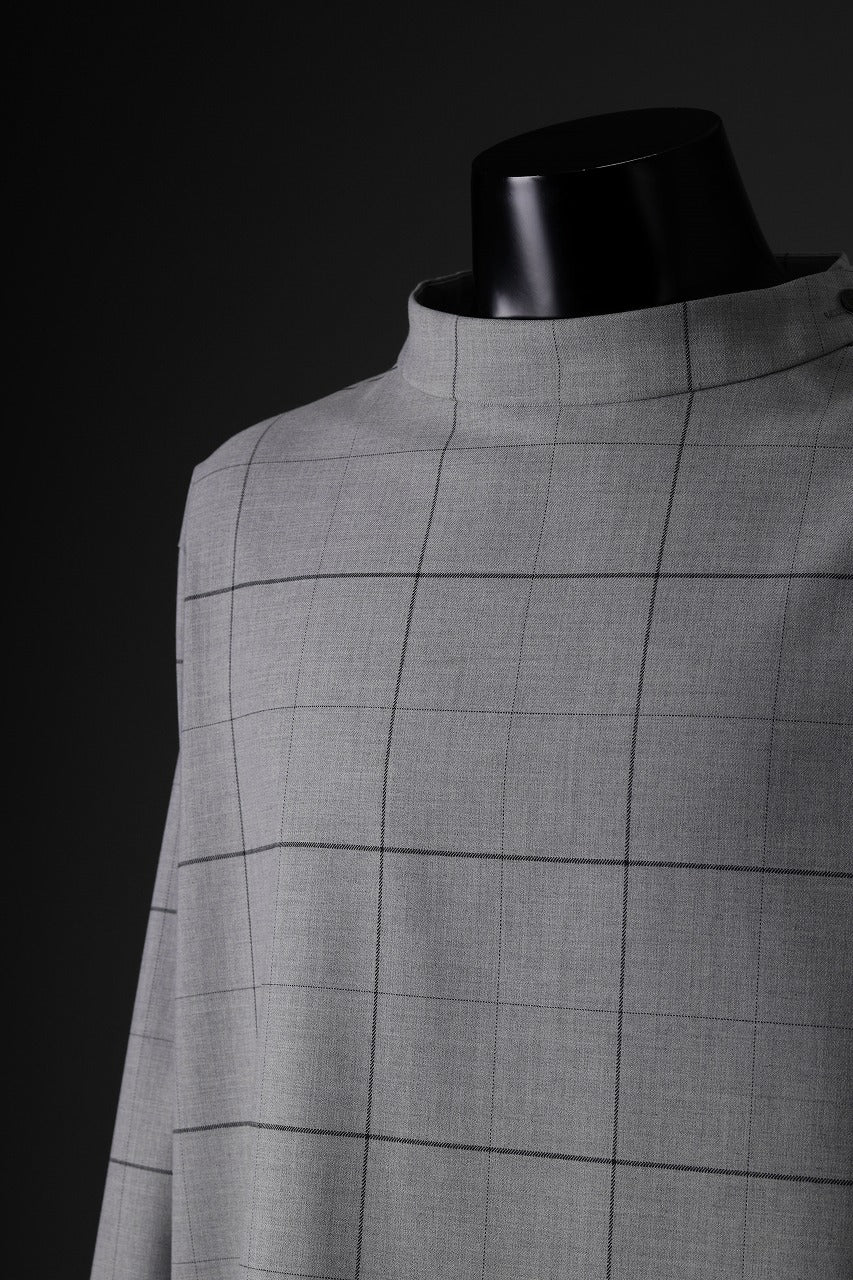 N/07 exclusive MOCK NECK PULLOVER / WINDOWPANE CHECK TR TWILL (GREY)