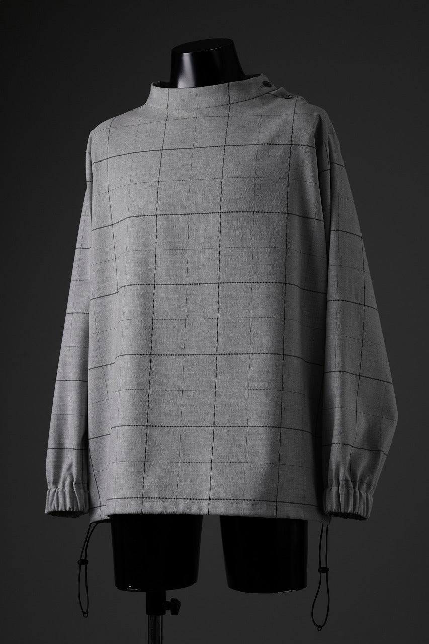 N/07 exclusive MOCK NECK PULLOVER / WINDOWPANE CHECK TR TWILL (GREY)