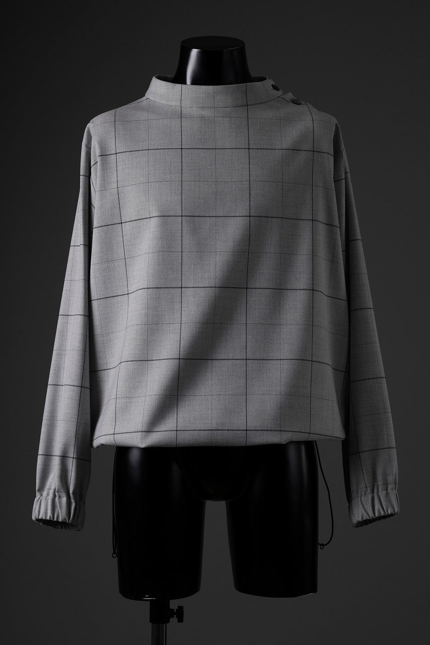 N/07 exclusive MOCK NECK PULLOVER / WINDOWPANE CHECK TR TWILL (GREY)