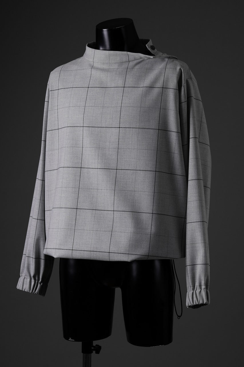 N/07 exclusive MOCK NECK PULLOVER / WINDOWPANE CHECK TR TWILL (GREY)