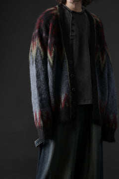 Load image into Gallery viewer, ISABEL BENENATO Geometric Gauzed Mohair Cardigan (PETROLEUM)