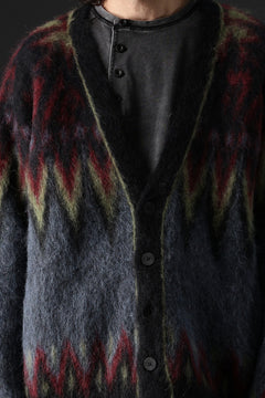 Load image into Gallery viewer, ISABEL BENENATO Geometric Gauzed Mohair Cardigan (PETROLEUM)