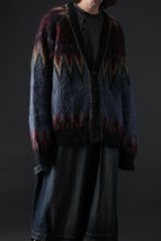 Load image into Gallery viewer, ISABEL BENENATO Geometric Gauzed Mohair Cardigan (PETROLEUM)
