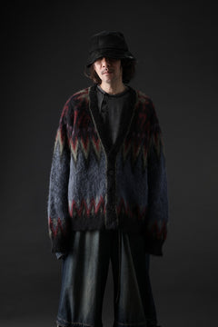 Load image into Gallery viewer, ISABEL BENENATO Geometric Gauzed Mohair Cardigan (PETROLEUM)