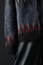 Load image into Gallery viewer, ISABEL BENENATO Geometric Gauzed Mohair Cardigan (PETROLEUM)