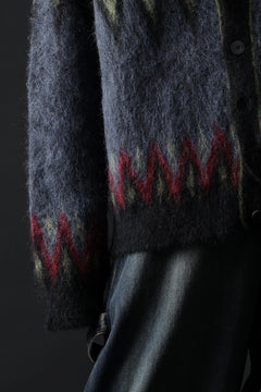 Load image into Gallery viewer, ISABEL BENENATO Geometric Gauzed Mohair Cardigan (PETROLEUM)