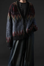 Load image into Gallery viewer, ISABEL BENENATO Geometric Gauzed Mohair Cardigan (PETROLEUM)