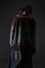 Load image into Gallery viewer, ISABEL BENENATO Geometric Gauzed Mohair Cardigan (PETROLEUM)