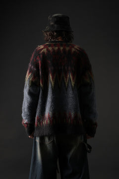 Load image into Gallery viewer, ISABEL BENENATO Geometric Gauzed Mohair Cardigan (PETROLEUM)