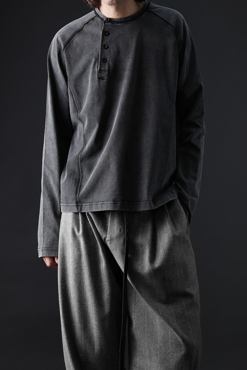 Load image into Gallery viewer, Professor.E FADED HENLEY L/S TEE (BLACK)