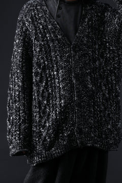 画像をギャラリービューアに読み込む, Y&#39;s for men V-NECK ARAN KNIT CARDIGAN (BLACK)