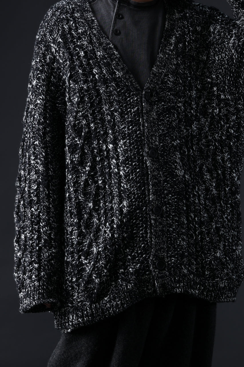 画像をギャラリービューアに読み込む, Y&#39;s for men V-NECK ARAN KNIT CARDIGAN (BLACK)