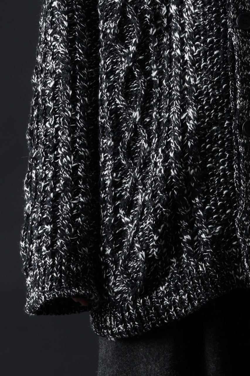 画像をギャラリービューアに読み込む, Y&#39;s for men V-NECK ARAN KNIT CARDIGAN (BLACK)