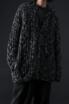 画像をギャラリービューアに読み込む, Y&#39;s for men V-NECK ARAN KNIT CARDIGAN (BLACK)