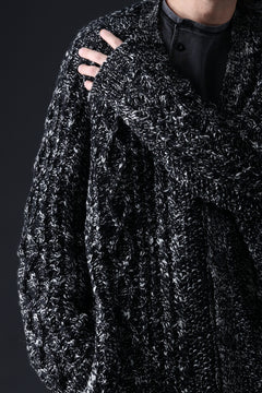 画像をギャラリービューアに読み込む, Y&#39;s for men V-NECK ARAN KNIT CARDIGAN (BLACK)