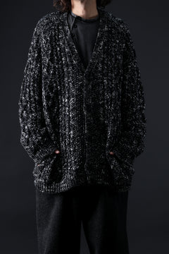 画像をギャラリービューアに読み込む, Y&#39;s for men V-NECK ARAN KNIT CARDIGAN (BLACK)