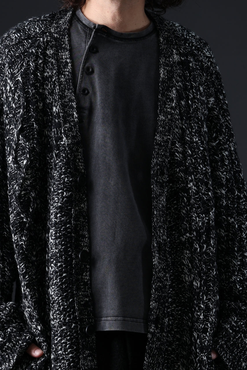 画像をギャラリービューアに読み込む, Y&#39;s for men V-NECK ARAN KNIT CARDIGAN (BLACK)