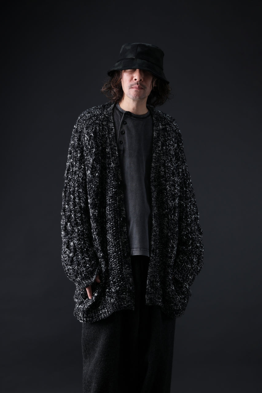画像をギャラリービューアに読み込む, Y&#39;s for men V-NECK ARAN KNIT CARDIGAN (BLACK)