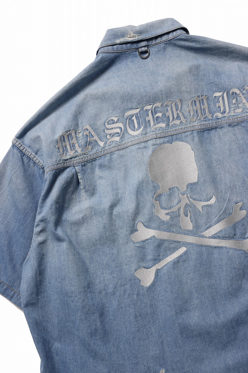 mastermind JAPAN DISTRESSED SS  DENIM SHIRT (INDIGO)