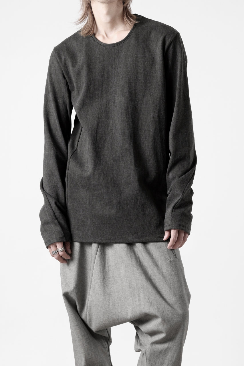 black crow x LOOM exclusive long sleeve tops / sumi dyed medium cotton jersey (carbon)