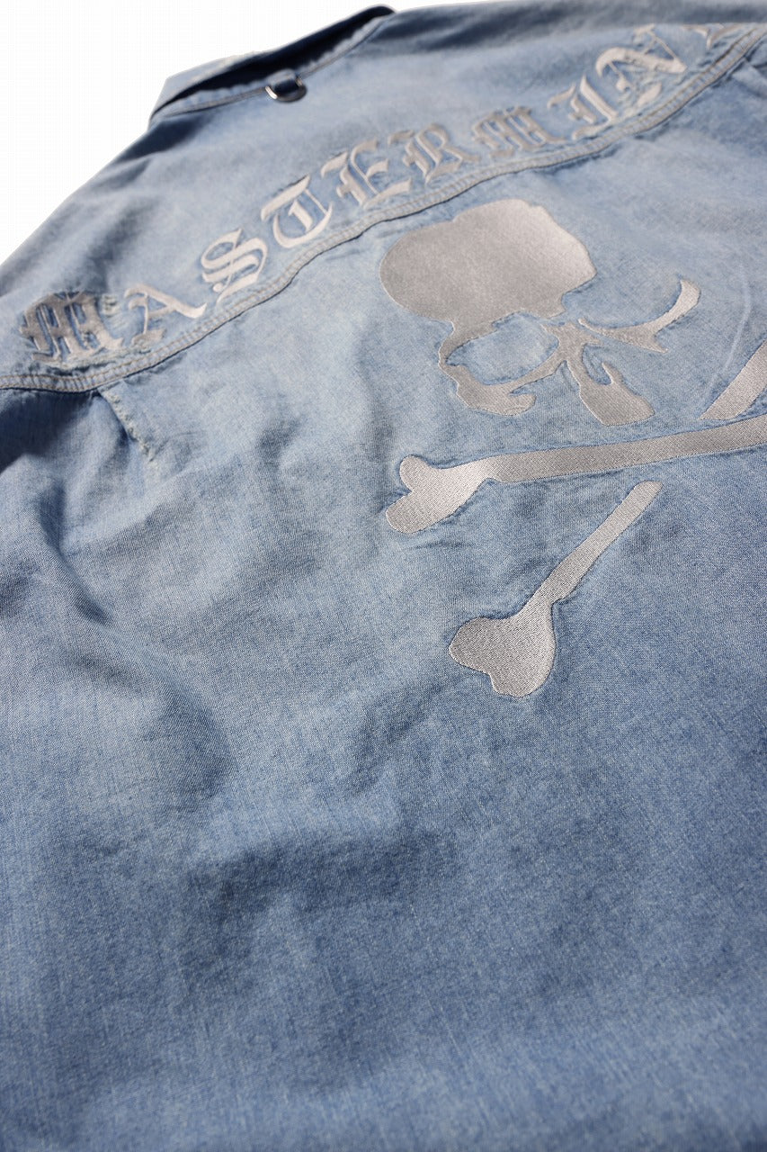 mastermind JAPAN DISTRESSED SS  DENIM SHIRT (INDIGO)