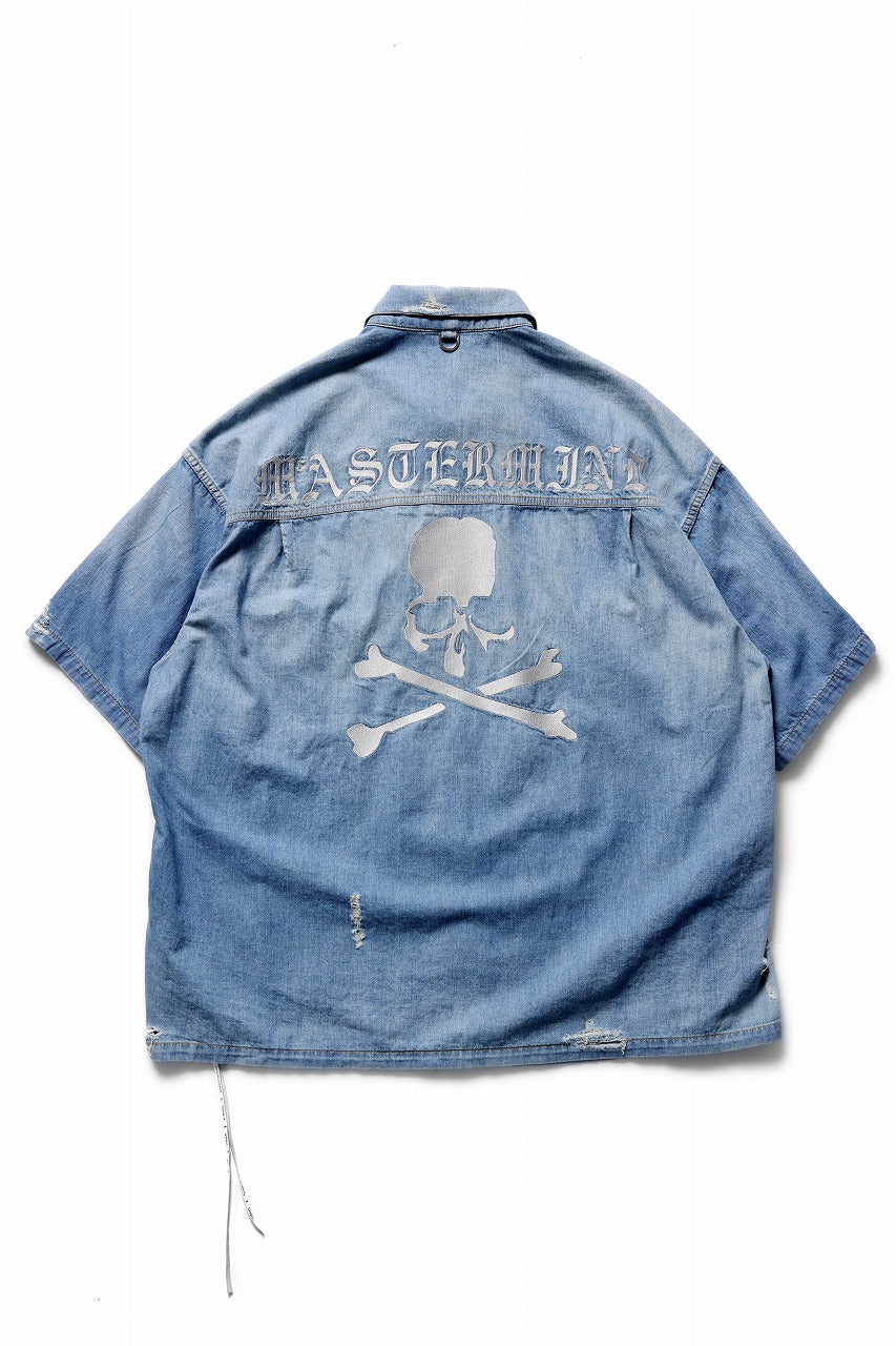 mastermind JAPAN DISTRESSED SS  DENIM SHIRT (INDIGO)