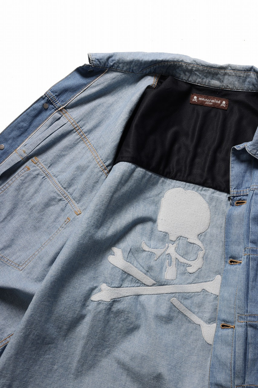 mastermind JAPAN DISTRESSED SS  DENIM SHIRT (INDIGO)