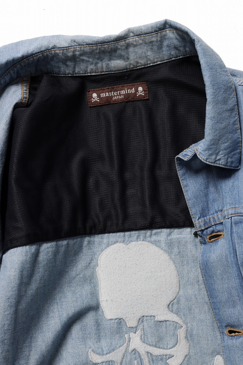 mastermind JAPAN DISTRESSED SS  DENIM SHIRT (INDIGO)