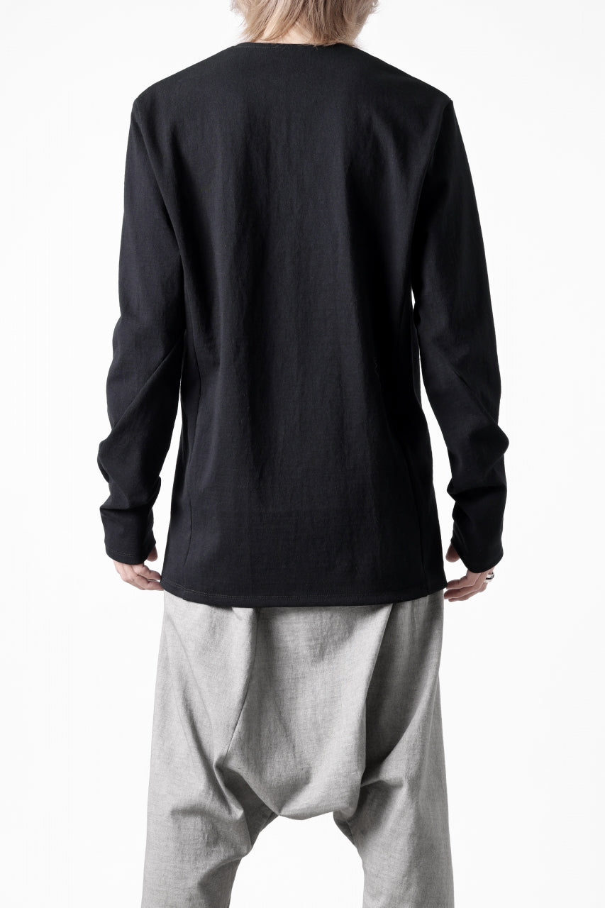 black crow x LOOM exclusive long sleeve tops / black dyed medium cotton jersey (black)