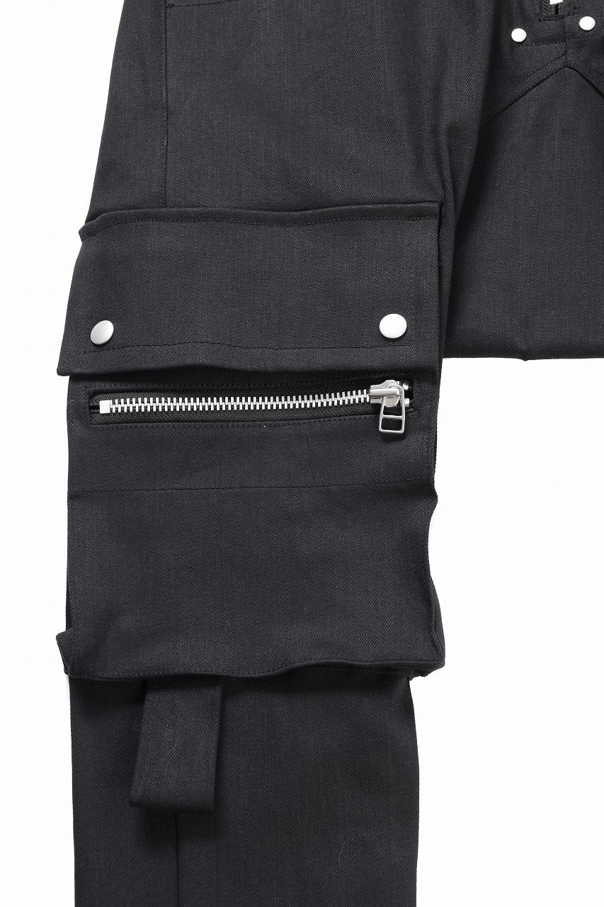 A.F ARTEFACT FLAP ZIP SARROUEL SKINNY PANTS / HI-STRETCH DENIM (BLACK)