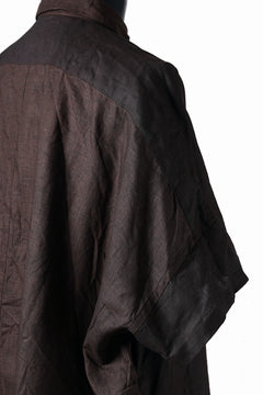 画像をギャラリービューアに読み込む, KLASICA &quot;SH-047&quot; EXTRA DROPPED 1/2 SLEEVE SHIRTS / BENGARA &amp; SUMI COATED LINEN (BENGARA)