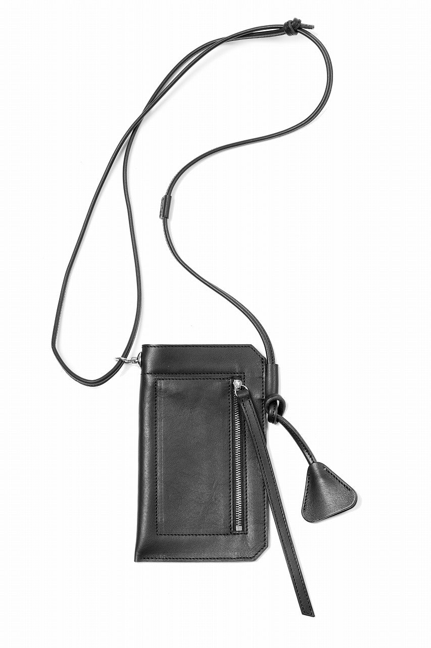 KLASICA "FLOW" MOBILE POUCH / FVT ITALIAN COW LEATHER (BLACK x SILVER)