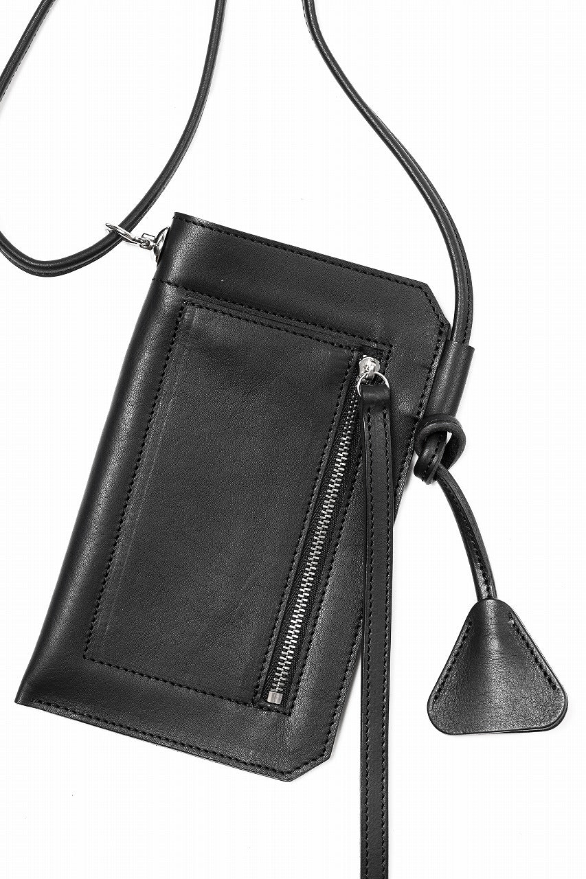 KLASICA "FLOW" MOBILE POUCH / FVT ITALIAN COW LEATHER (BLACK x SILVER)