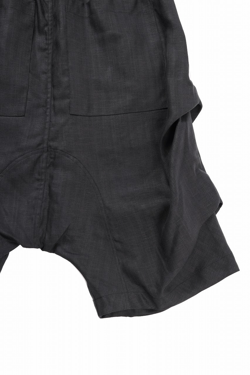 画像をギャラリービューアに読み込む, A.F ARTEFACT TUCK SHORTS / HERRINGBONE LINEN (BLACK)