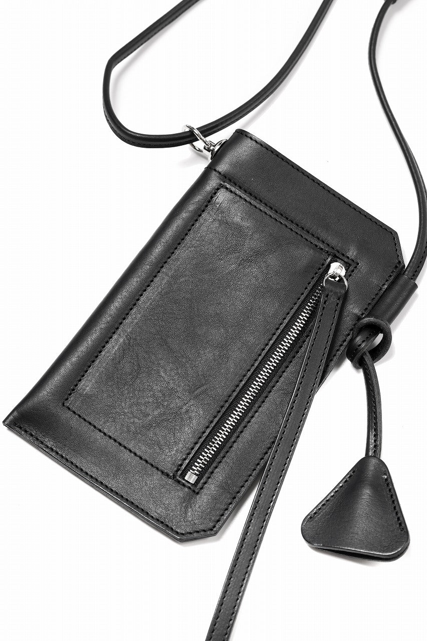 KLASICA "FLOW" MOBILE POUCH / FVT ITALIAN COW LEATHER (BLACK x SILVER)