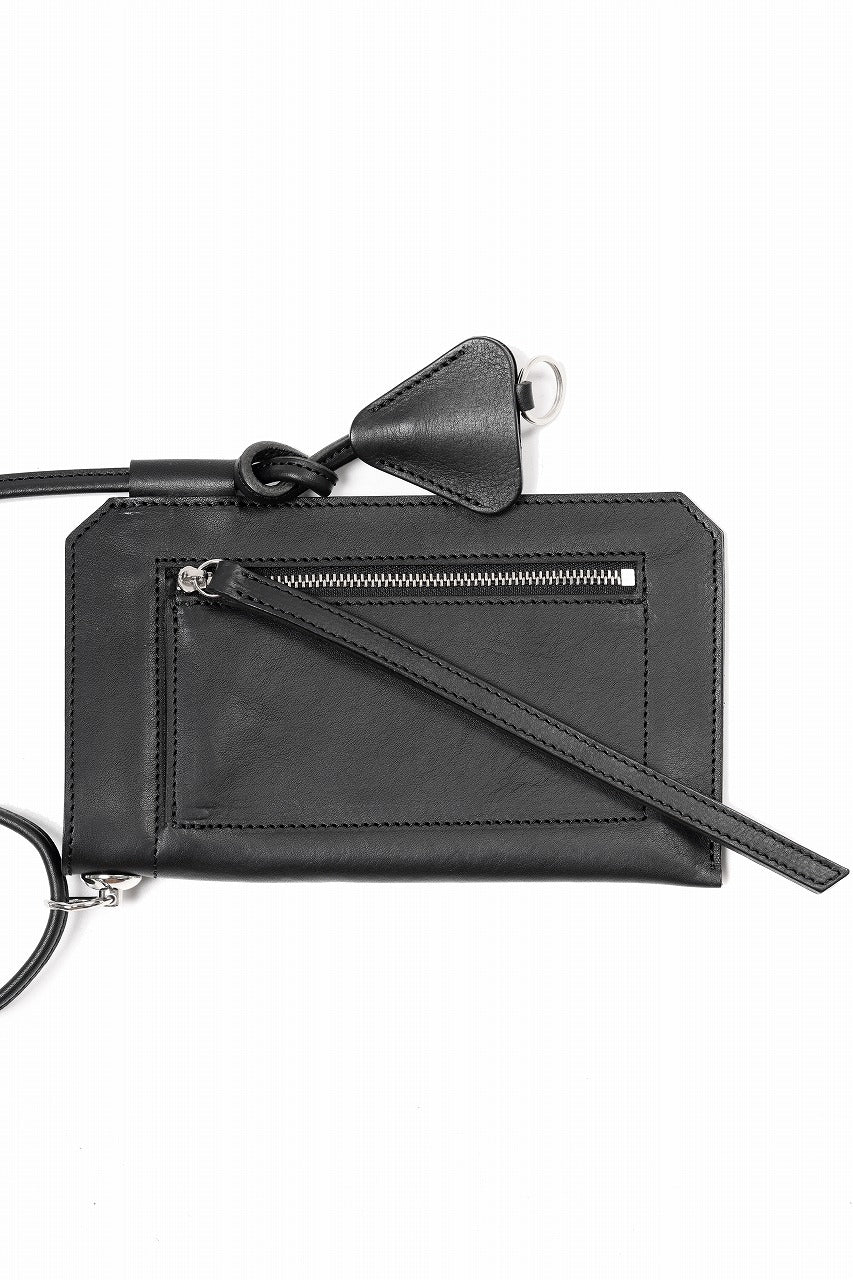 KLASICA "FLOW" MOBILE POUCH / FVT ITALIAN COW LEATHER (BLACK x SILVER)