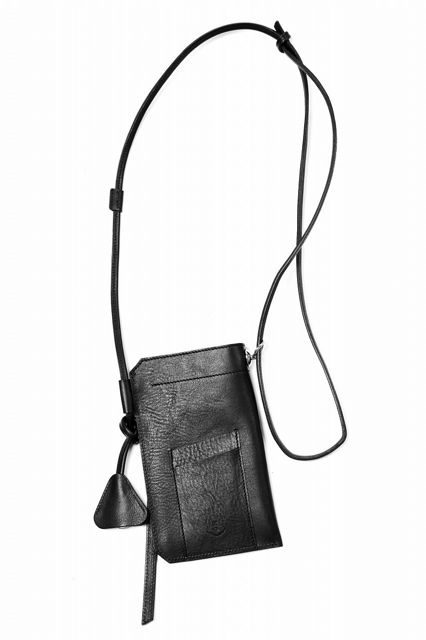 KLASICA "FLOW" MOBILE POUCH / FVT ITALIAN COW LEATHER (BLACK x SILVER)