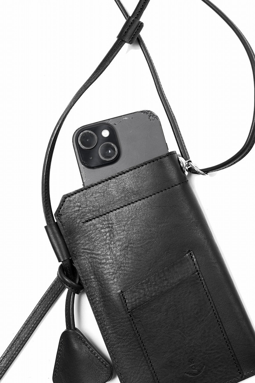 KLASICA "FLOW" MOBILE POUCH / FVT ITALIAN COW LEATHER (BLACK x SILVER)