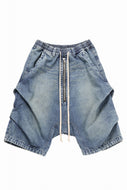 A.F ARTEFACT TUCK SHORTS / FADED DENIM (INDIGO)