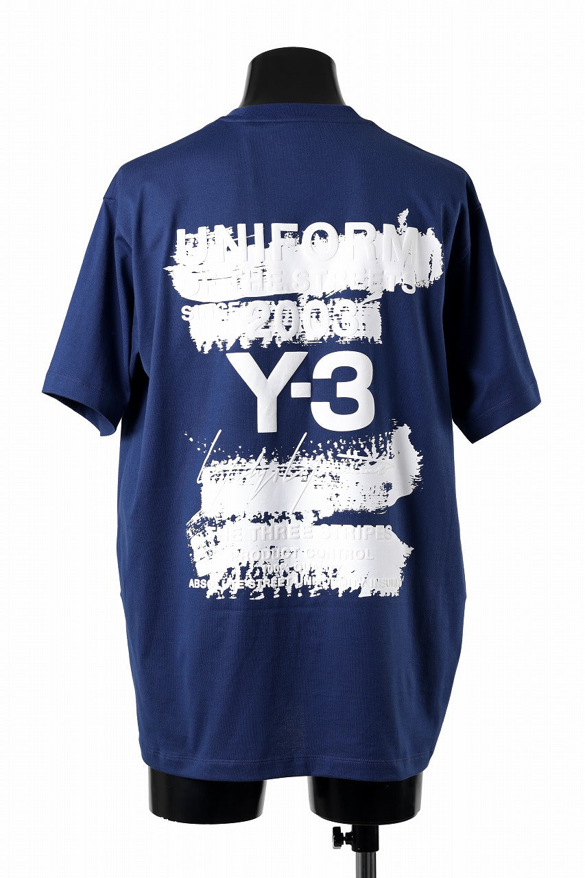 画像をギャラリービューアに読み込む, Y-3 Yohji Yamamoto GRAPHIC SHORT SLEEVE TEE (DARK BLUE)