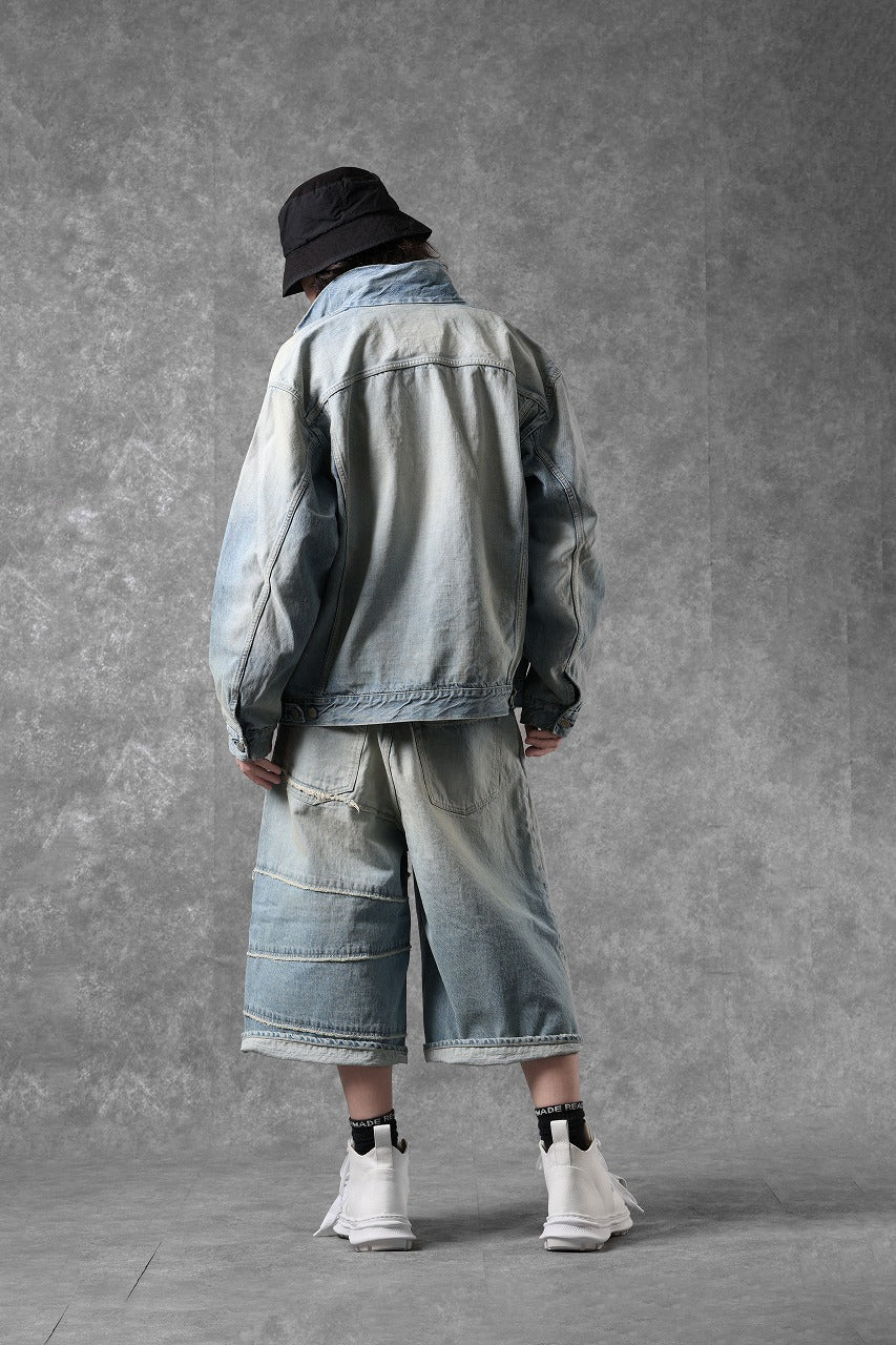 Load image into Gallery viewer, FULLCOUNT x KAMIYA Switching Denim Wide Bermuda Pants / 13.7oz Original Selvedge Denim (INDIGO BLUE)