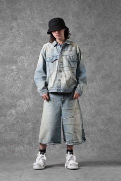 Load image into Gallery viewer, FULLCOUNT x KAMIYA Switching Denim Wide Bermuda Pants / 13.7oz Original Selvedge Denim (INDIGO BLUE)