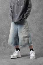 Load image into Gallery viewer, FULLCOUNT x KAMIYA Switching Denim Wide Bermuda Pants / 13.7oz Original Selvedge Denim (INDIGO BLUE)